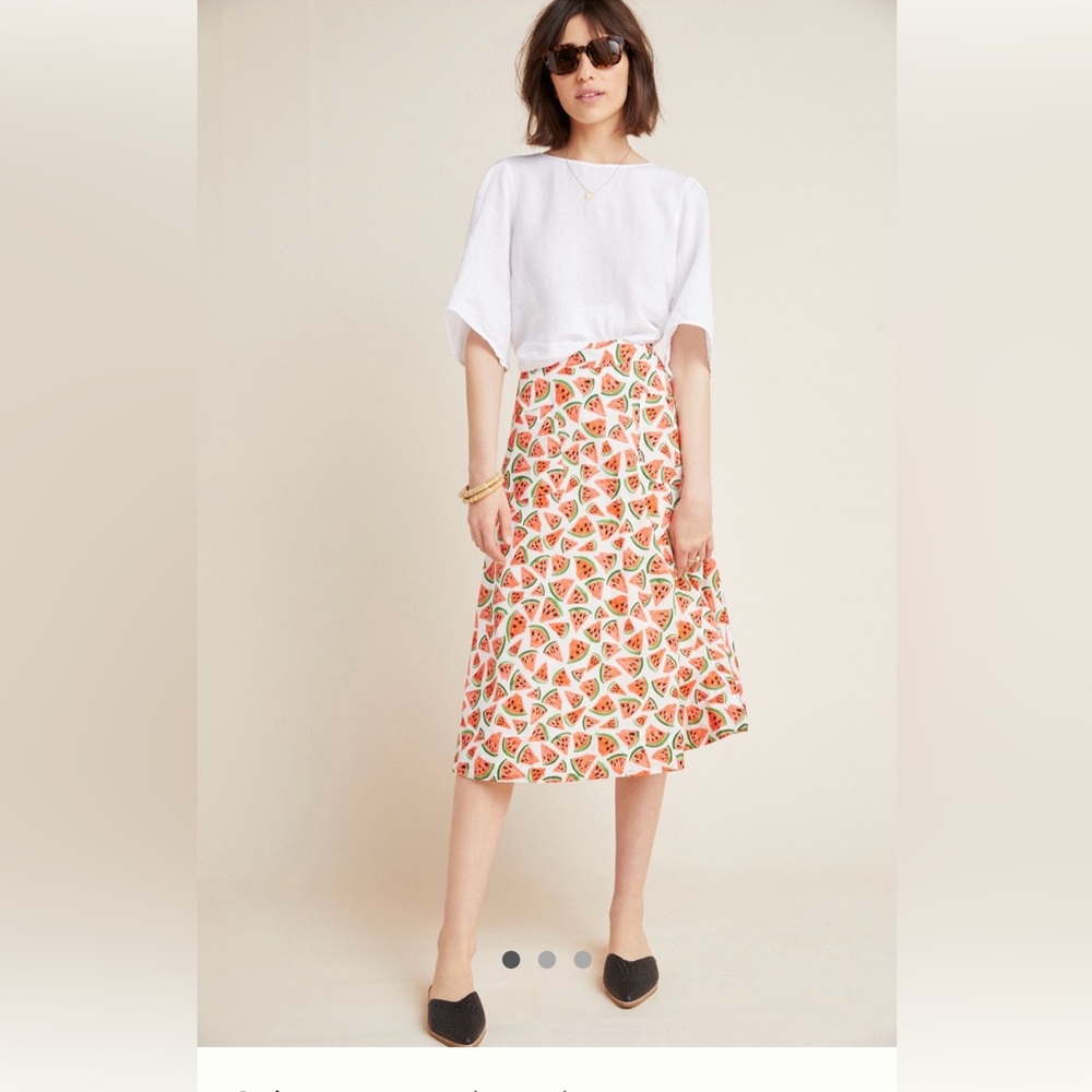 Anthropologie Watermelon Whimsy Full Skirt, size 12